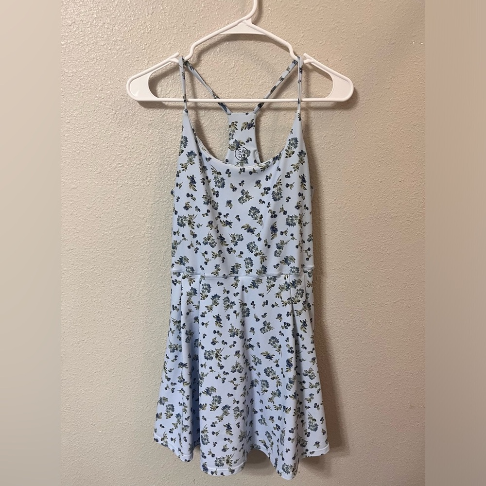 Floral Blue Sleeveless Dress
